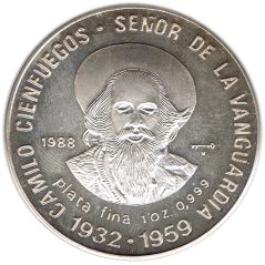 Moneda onza de plata 10 pesos Cuba 1988 Cienfuegos.  - 1