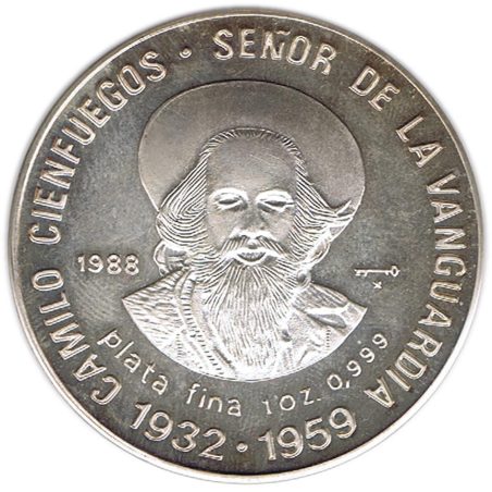 Moneda onza de plata 10 pesos Cuba 1988 Cienfuegos.  - 1