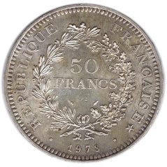 Moneda de plata 50 francos Francia 1978.  - 1