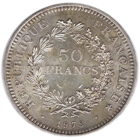 Moneda de plata 50 francos Francia 1978.  - 1
