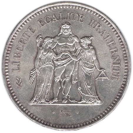 Moneda de plata 50 francos Francia 1977.