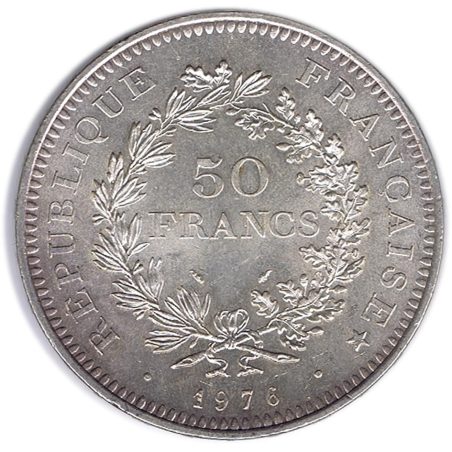Moneda de plata 50 francos Francia 1976.  - 1