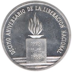 Onza de plata Chile 1983 10º Aniversario Liberación Nacional.  - 1