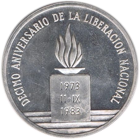 Onza de plata Chile 1983 10º Aniversario Liberación Nacional.  - 1
