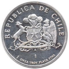 Onza de plata Chile 1983 10º Aniversario Liberación Nacional.