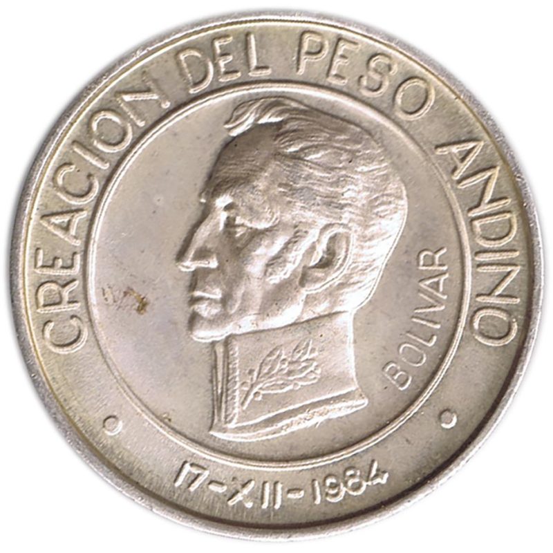 Onza de plata Peru 1984 Simón Bolivar. Banco Minero. - 1 Onza de plata Peru 1984 Simón Bolivar. Banco Minero. - 1