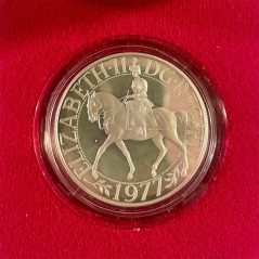 Moneda de plata Reino Unido 1977 Jubileo Isabel II.