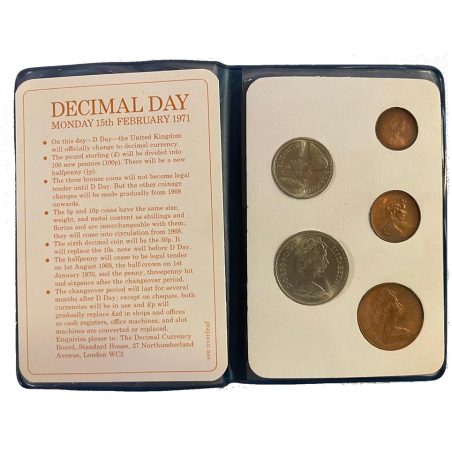 Estuche de monedas Gran Bretaña 5 Primeras Monedas Decimales.  - 1