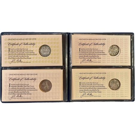 Sobres Medallísticos 1974 Grandes Británicos. 4 onzas de plata