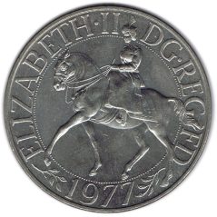 Moneda Reino Unido 1977 Jubileo Isabel II. Cuproníquel  - 1