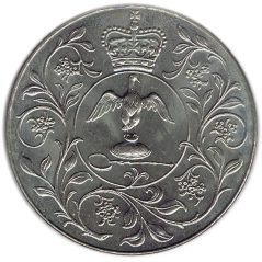 Moneda Reino Unido 1977 Jubileo Isabel II. Cuproníquel
