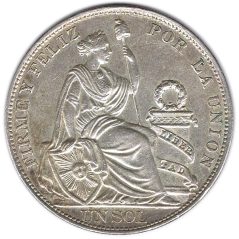 Moneda de plata 1 Sol Perú 1915.  - 1
