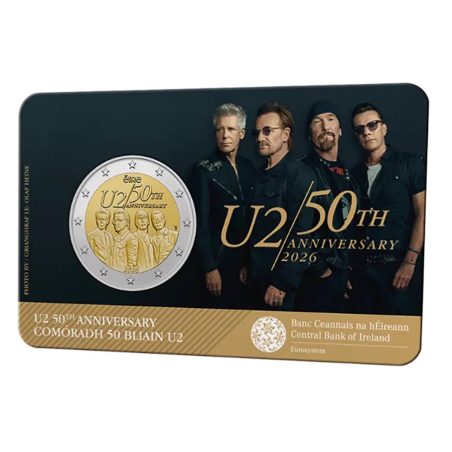 moneda conmemorativa 2 euros Irlanda 2026 50 Años U2. Música