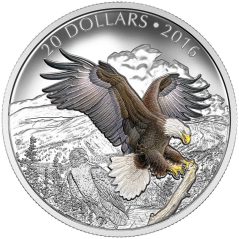 Moneda Onza de plata Canada 20$ 2016 Águila Calva Baronial.  - 1