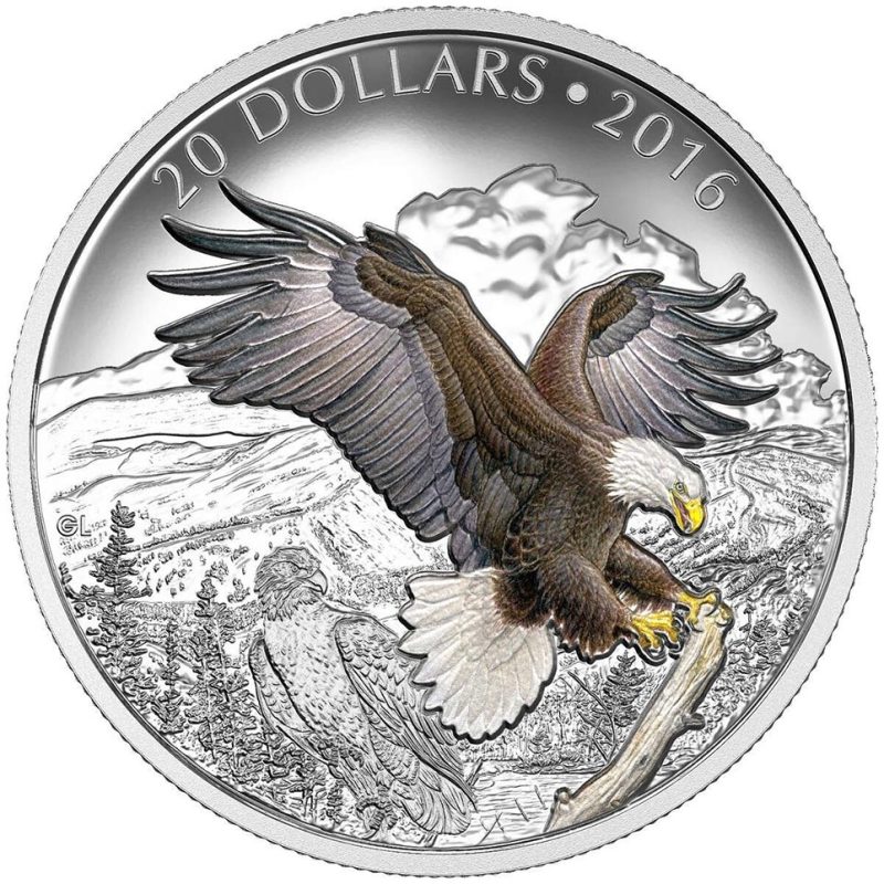 Moneda Onza de plata Canada 20$ 2016 Águila Calva Baronial. - 1 Moneda Onza de plata Canada 20$ 2016 Águila Calva Baronial. - 1