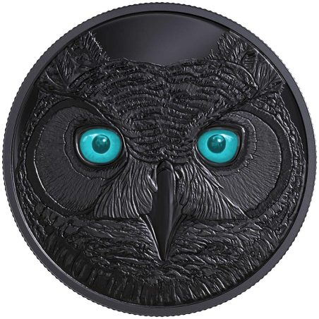 Canada 15$ 2017 Buho Cornudo. Ojos que brillan en la oscuridad. Plata.