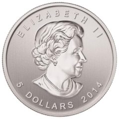 Moneda onza de plata 5$ Canadá 2014 Halcón Peregrino. Color