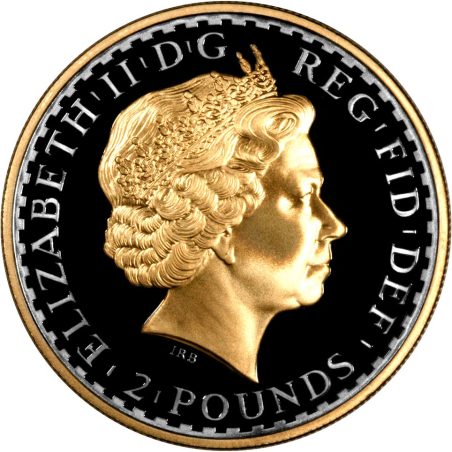 Moneda onza de plata Britannia 2 Pounds Inglaterra 2006. Con oro.