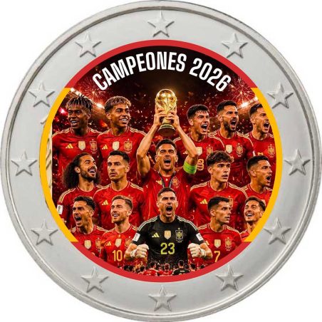moneda 2 euros color España Campeones Fifa 2026. Color 2  - 1