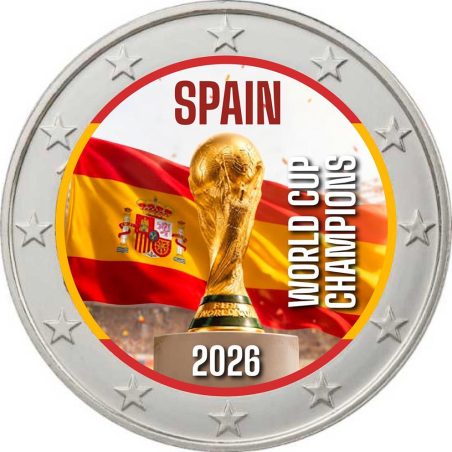 moneda 2 euros color España Campeones Fifa 2026. Color 5  - 1