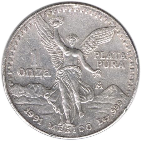 Moneda onza de plata Mexico 1991 Libertad.  - 1