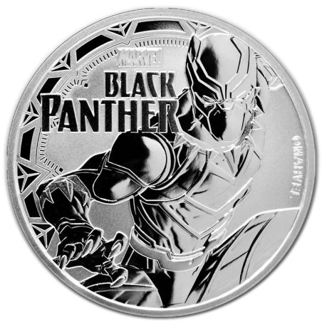 Moneda onza de plata 1$ Tuvalu 2018 Black Panther. Marvel.  - 1