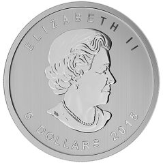 Moneda onza de plata 5$ Canadá 2015 Halcón Colirrojo. Color