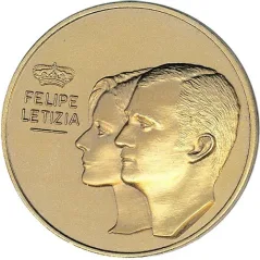 Medalla Boda Felipe y Letizia 2004. Placada en oro.