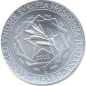 Italia 10 Euros 2003 Presidencia de la U.E. Estuche.