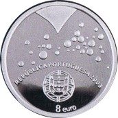 Portugal 8 Euros 2003 UEFA corazones. Plata.