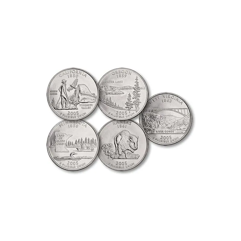 E.E.U.U. 1/4$ 2005 Statehood Quarters (5 monedas)