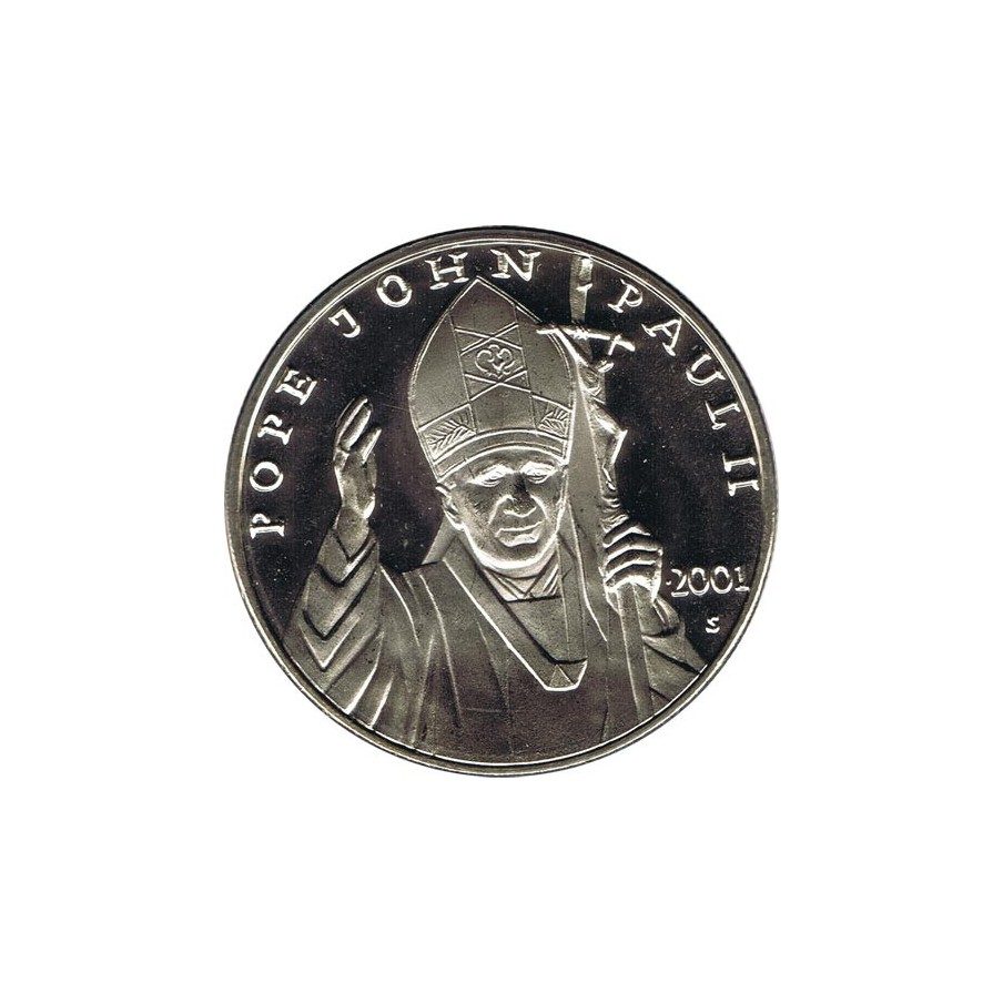 Moneda de Plata de Liberia 10$ Juan Pablo II 2001.