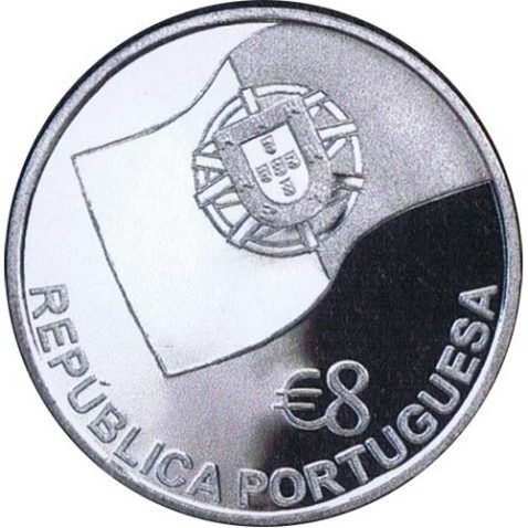 Portugal 8 Euros 2006 150 Años Línea Ferrea. Plata.