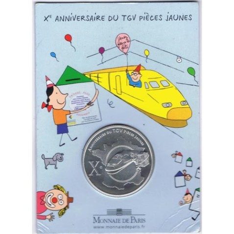 Moneda Francia 1/4 euro 2006 Aniversario TGV. Blister.