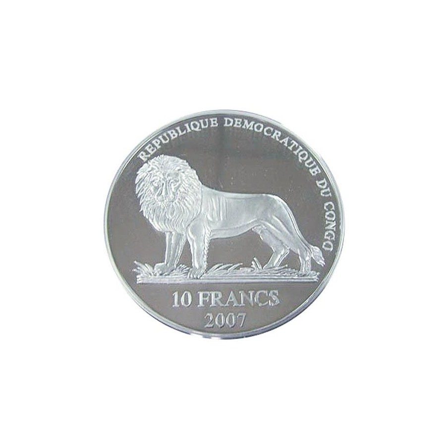 Moneda 2 onzas de plata 10 Fr. Rep. Congo Schumacher 2007