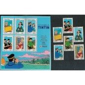 Comics. Francia 2007 Tintin. (1 HB + 6 sellos)