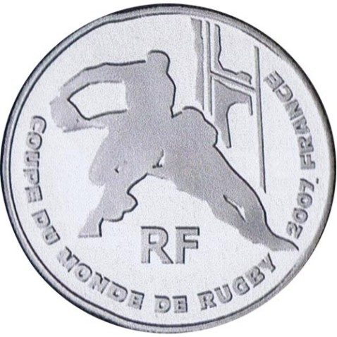 Moneda Francia 1/4 euro 2007 Copa Mundial de Rugby, Francia.