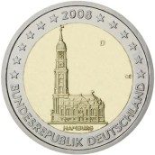 moneda conmemorativa 2 euros Alemania 2008. 5 monedas