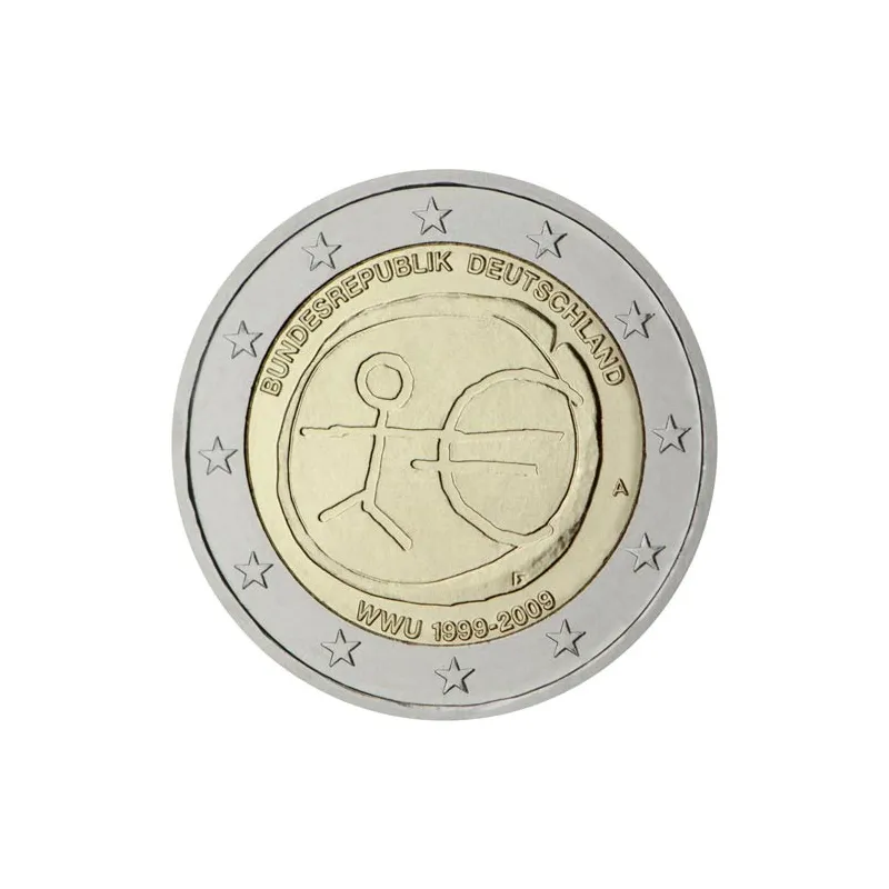 moneda Alemania 2 euros  2009 "10 Años de la EMU" (5 cecas)