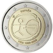 moneda España 2 euros 2009 "10 Años de la EMU"