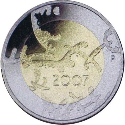 moneda Finlandia 5 Euros 2007 90º Independencia