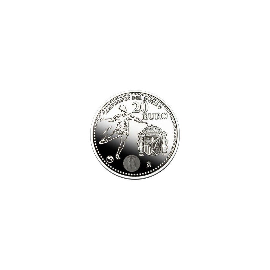 Moneda conmemorativa 20 euros 2010. Campeones Mundo. Plata.