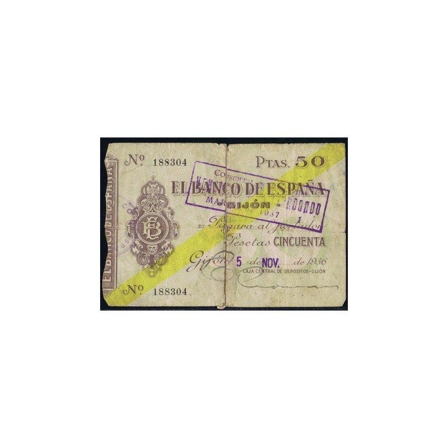 (1936/11/05) Banco de España. Gijon. 50 Pesetas. MBC
