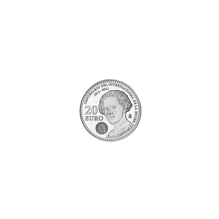 Moneda conmemorativa 20 euros 2011. Clara Campoamor. Plata.