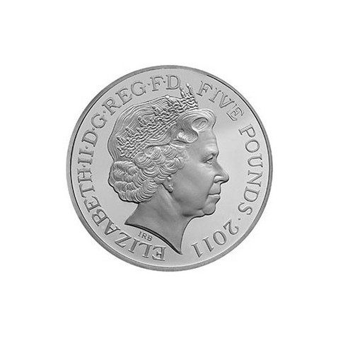 Moneda de plata Boda Real 5 Pounds Inglaterra 2011. Proof.