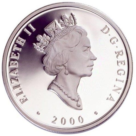 Moneda de plata 20 $ Canada 2000 Coche Vapor. Holograma.