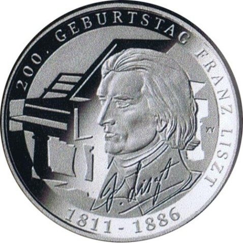 moneda Alemania 10 Euros 2011 G. Franz Liszt. Plata.