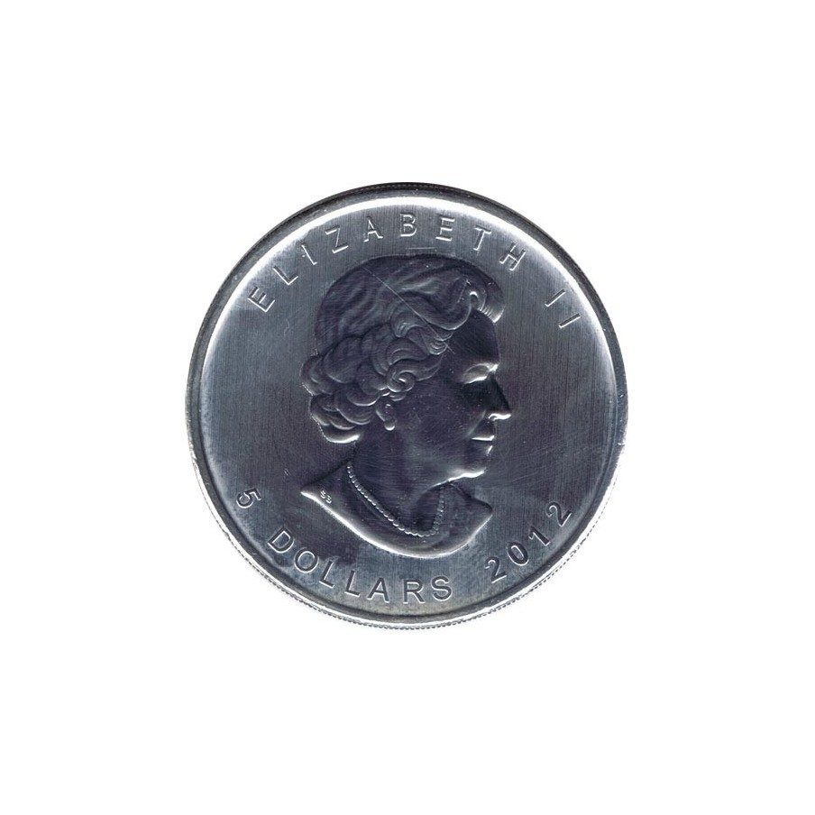 Moneda onza de plata 5$ Canada Hoja de Arce 2012