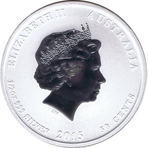 Moneda media onza de plata 50 cents. Australia Lunar 2015 cabra