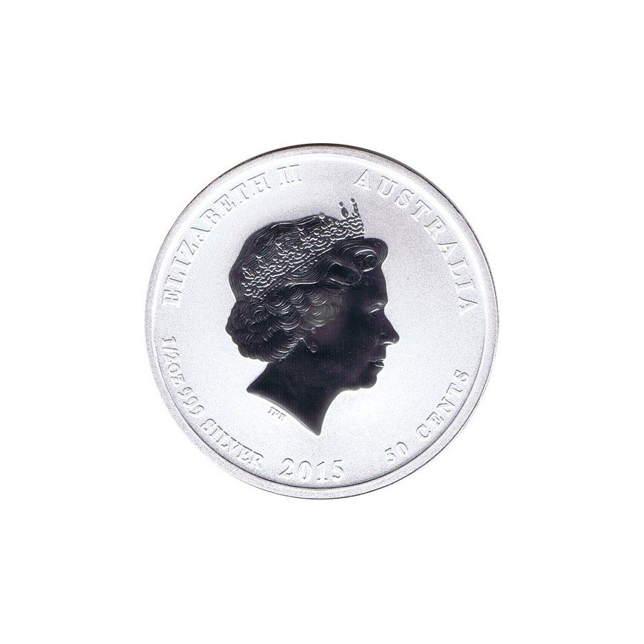 Moneda media onza de plata 50 cents. Australia Lunar 2015 cabra